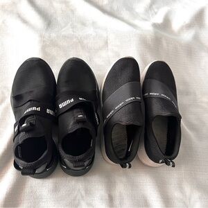 2 Pairs Puma Adidas foam Black Tennis Shoes 7.5
